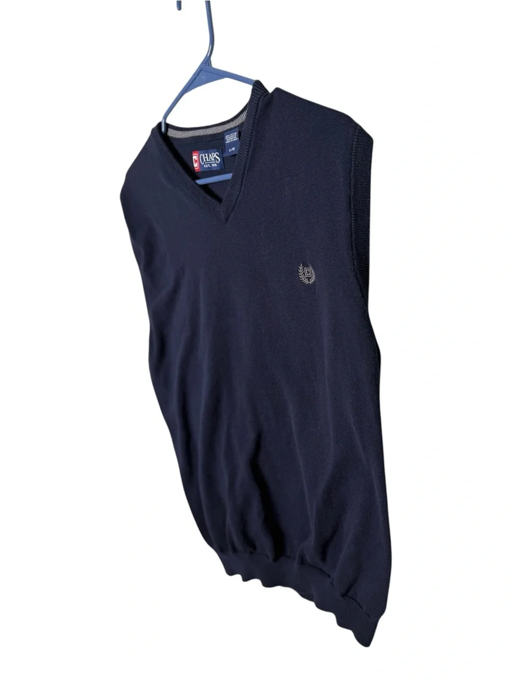 Chaps Navy Blue Knit V-Neck Sweater Vest Large